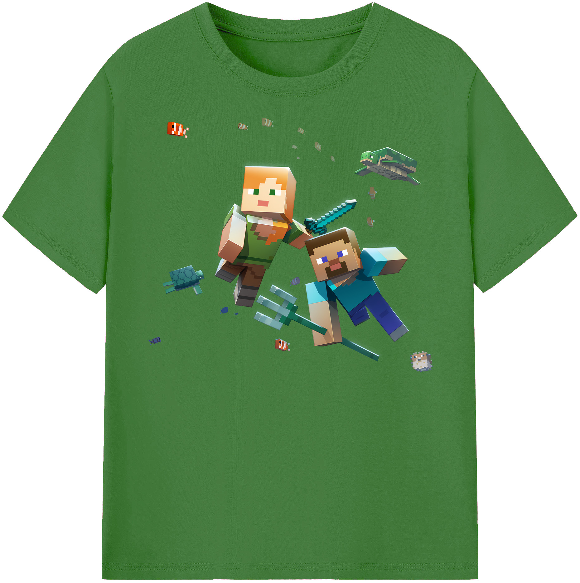 （画像用） マインクラフト ブロックの世界 Minecraft MC Block world レディースカジュアルプリントTシャツ（綿100％）